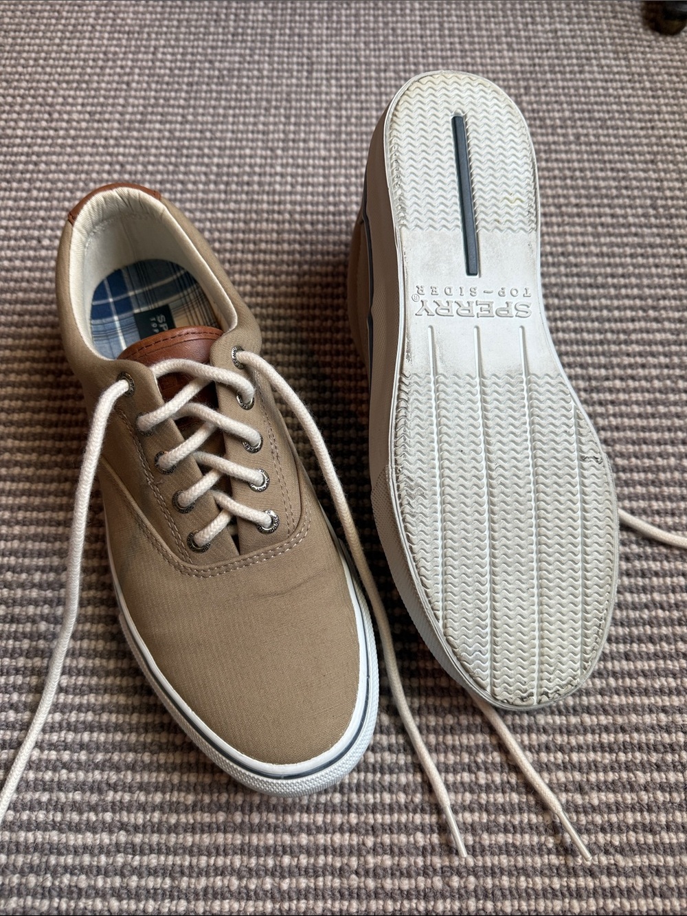 Sperry Men's Khaki Canvas Lace-Up Boat Shoes